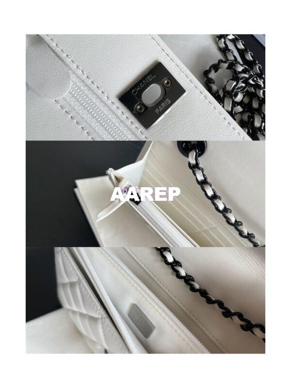Replica Chanel 22SS SLG Trendy CC Wallet On Chain WOC in Lambskin with Black Hardware A80982 White 10