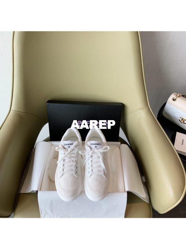 Replica Chanel Trainers Velvet Sneakers G36295 White 3