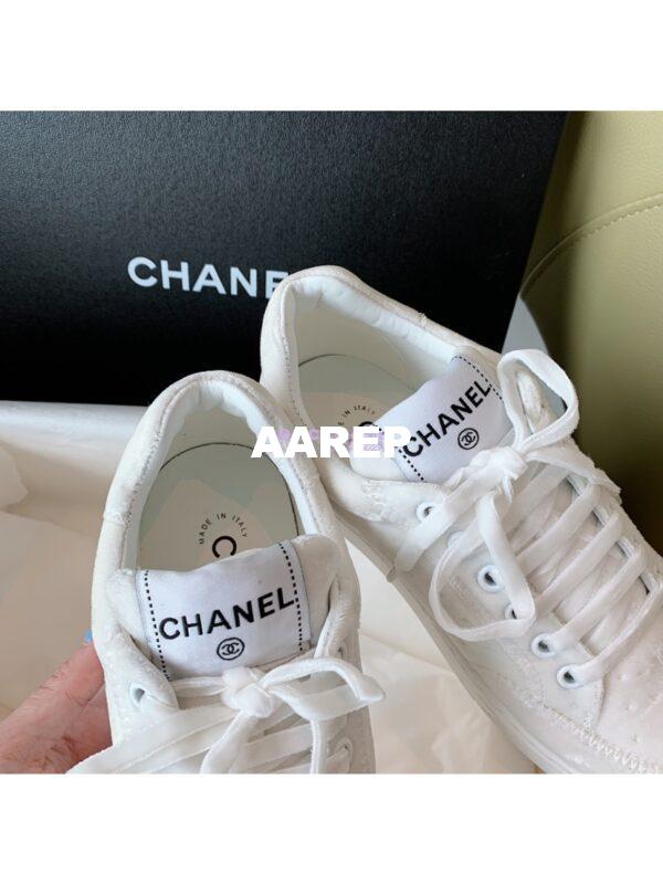 Replica Chanel Trainers Velvet Sneakers G36295 White 10