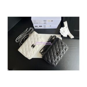 Replica Chanel 22SS SLG Trendy CC Wallet On Chain WOC in Lambskin with Black Hardware A80982 Black