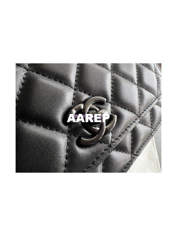 Replica Chanel 22SS SLG Trendy CC Wallet On Chain WOC in Lambskin with Black Hardware A80982 Black 3