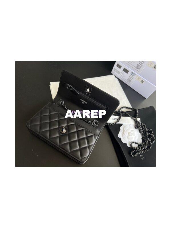 Replica Chanel 22SS SLG Trendy CC Wallet On Chain WOC in Lambskin with Black Hardware A80982 Black 6