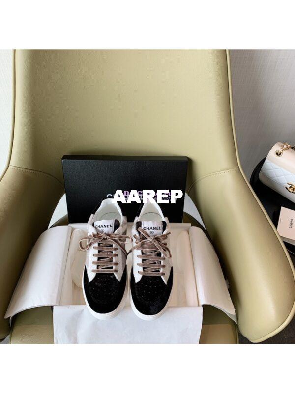 Replica Chanel Trainers Velvet Sneakers G36295 Black 3
