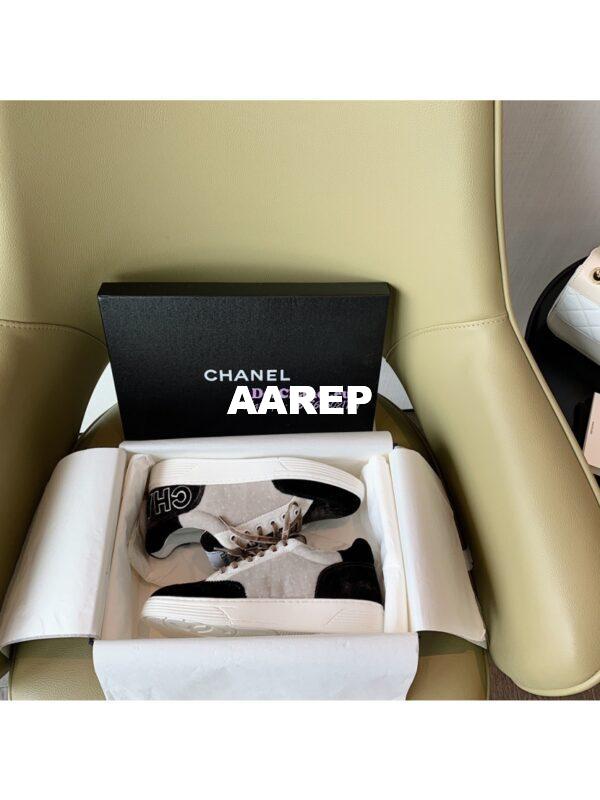 Replica Chanel Trainers Velvet Sneakers G36295 Black 4