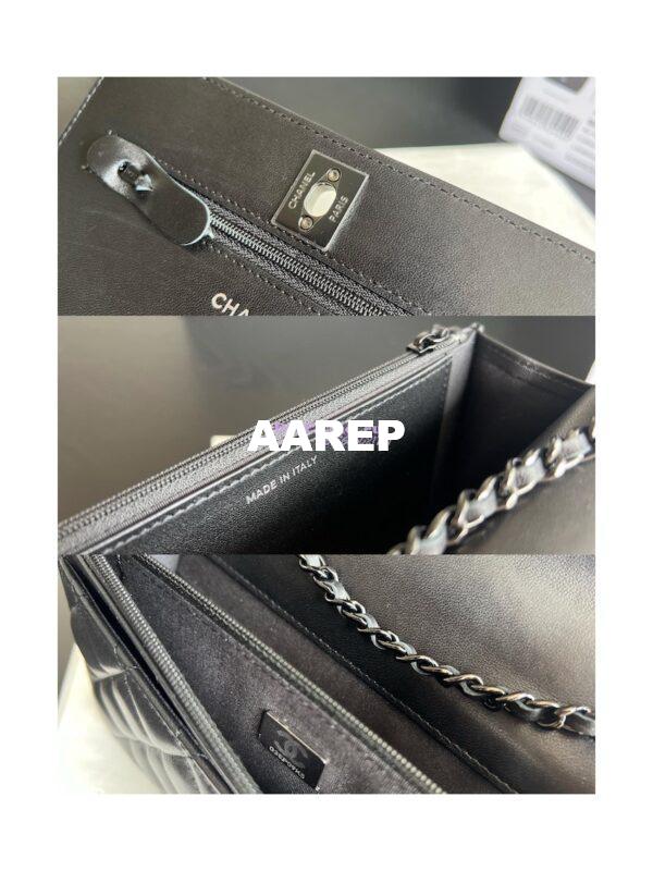 Replica Chanel 22SS SLG Trendy CC Wallet On Chain WOC in Lambskin with Black Hardware A80982 Black 10