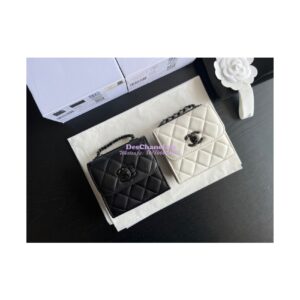 Replica Chanel 22SS SLG Small Trendy CC Clutch With Chain Black Hardware A81633 White