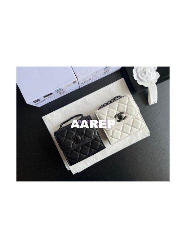 Replica Chanel 22SS SLG Small Trendy CC Clutch With Chain Black Hardware A81633 White 3