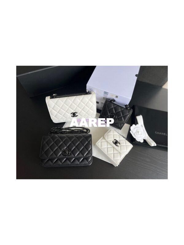 Replica Chanel 22SS SLG Small Trendy CC Clutch With Chain Black Hardware A81633 White 4