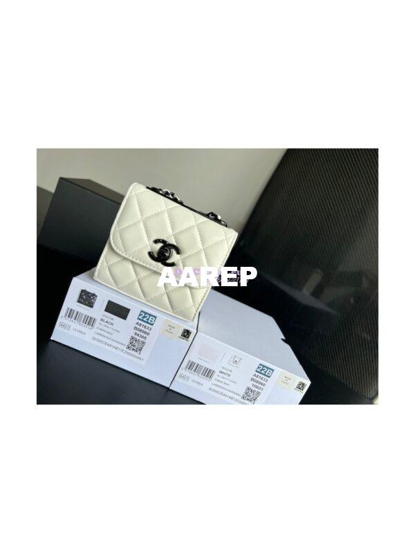 Replica Chanel 22SS SLG Small Trendy CC Clutch With Chain Black Hardware A81633 White 5
