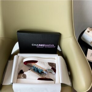 Replica Chanel Trainers Velvet Sneakers G36295 Burgundy Beige 2