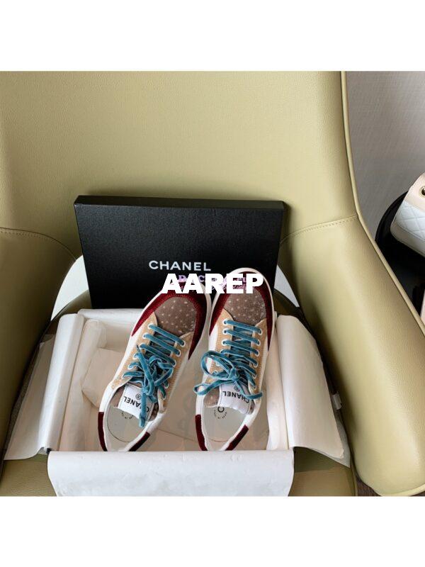 Replica Chanel Trainers Velvet Sneakers G36295 Burgundy Beige 5