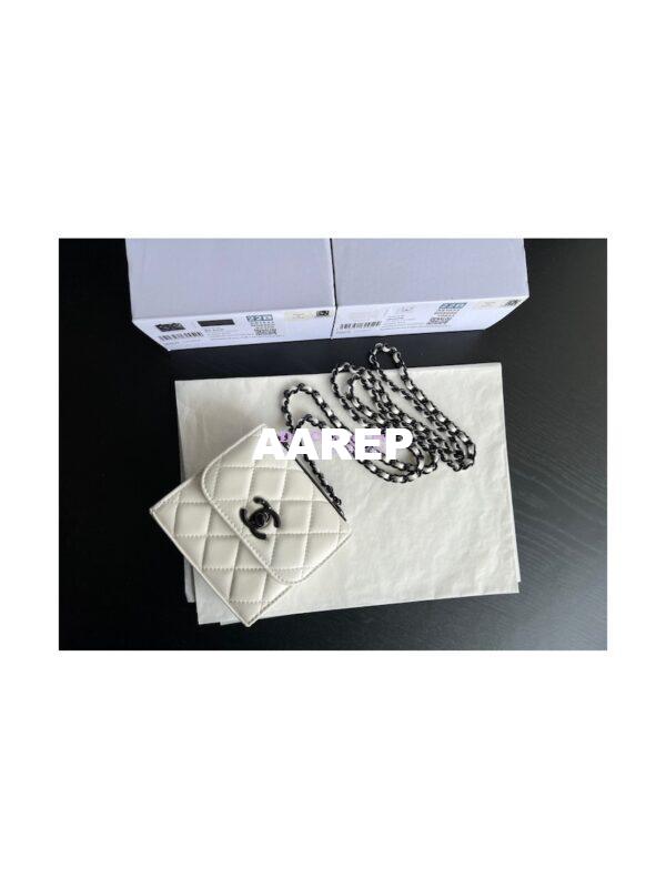 Replica Chanel 22SS SLG Small Trendy CC Clutch With Chain Black Hardware A81633 White 7