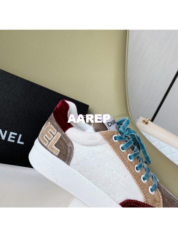 Replica Chanel Trainers Velvet Sneakers G36295 Burgundy Beige 10