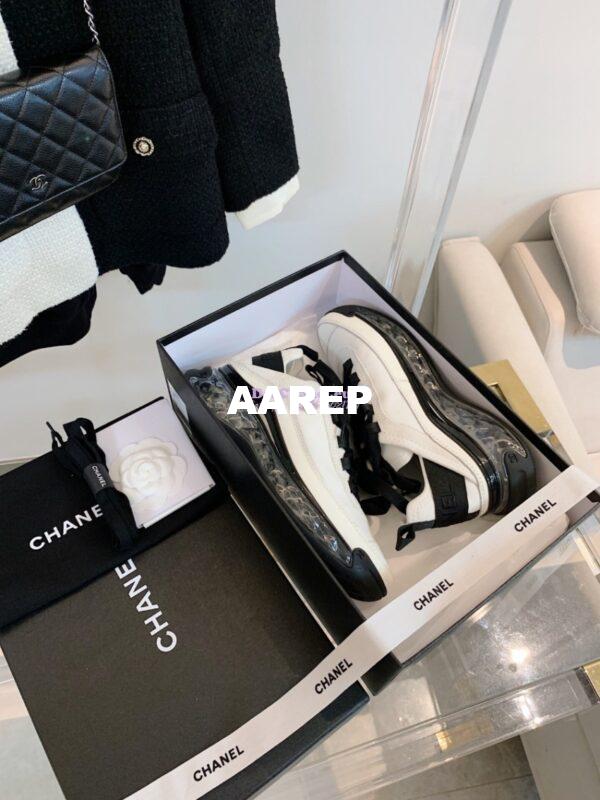 Replica Chanel Velvet Calfskin & Calfskin Sneakers G36299 Ivory 5