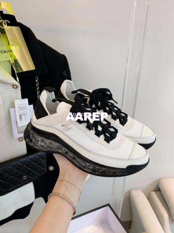 Replica Chanel Velvet Calfskin & Calfskin Sneakers G36299 Ivory 6