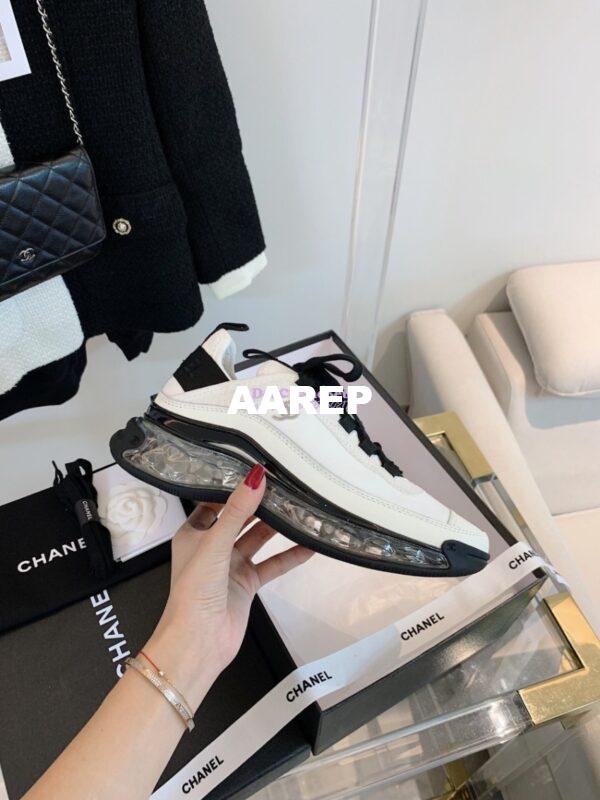 Replica Chanel Velvet Calfskin & Calfskin Sneakers G36299 Ivory 7