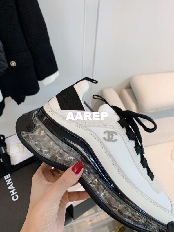 Replica Chanel Velvet Calfskin & Calfskin Sneakers G36299 Ivory 9