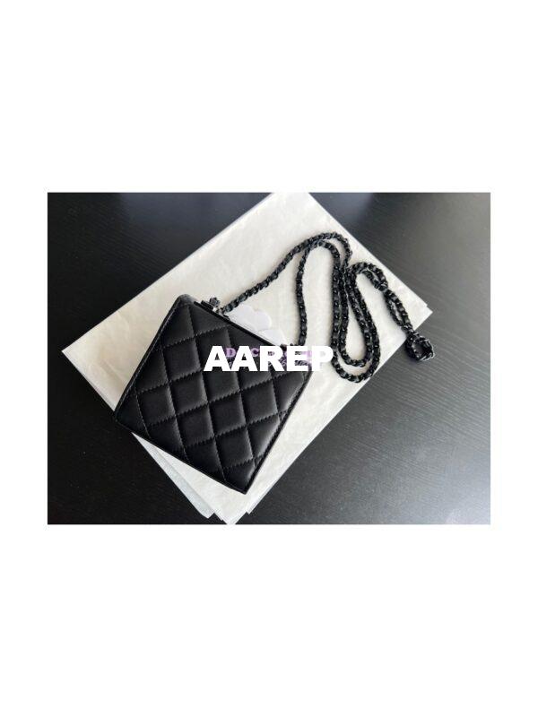 Replica Chanel 22SS SLG Small Trendy CC Clutch With Chain Black Hardware A81633 Black 5