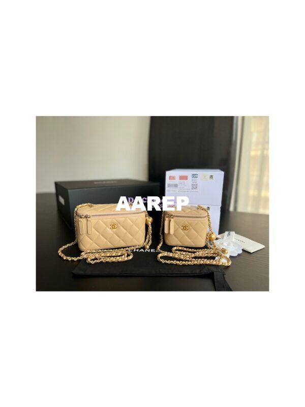 Replica Chanel New 22SS Mini Vanity With Charm Chain in Lambskin AP1447 Beige 3