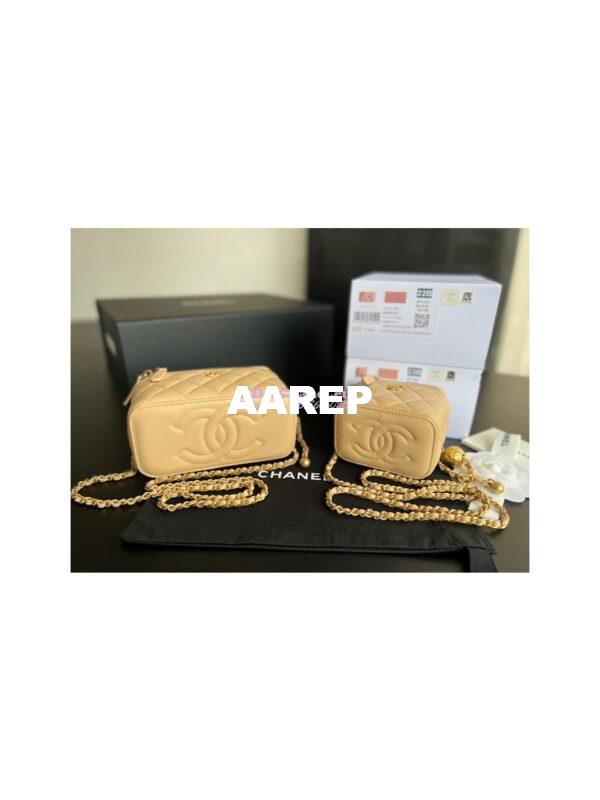 Replica Chanel New 22SS Mini Vanity With Charm Chain in Lambskin AP1447 Beige 4