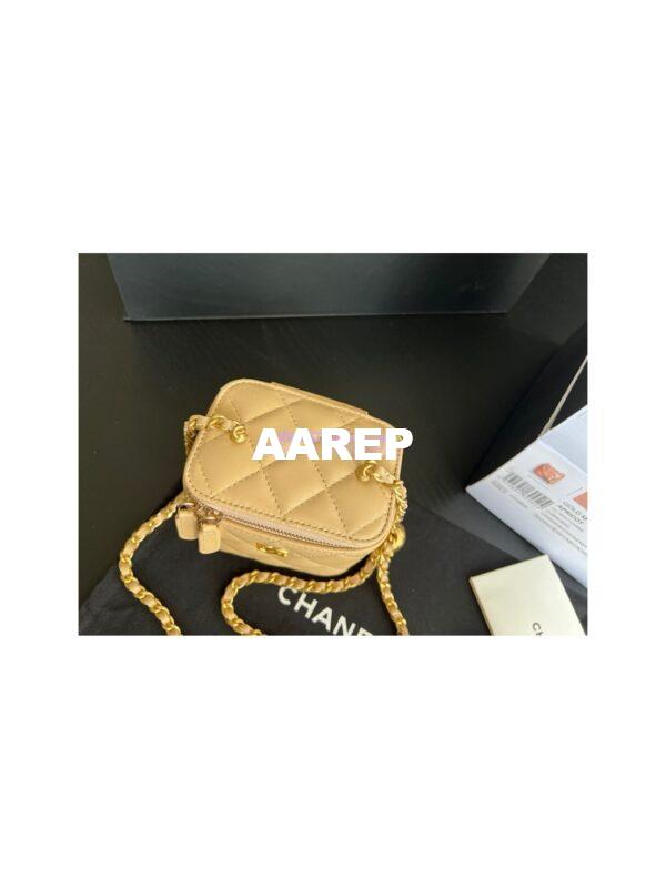Replica Chanel New 22SS Mini Vanity With Charm Chain in Lambskin AP1447 Beige 6