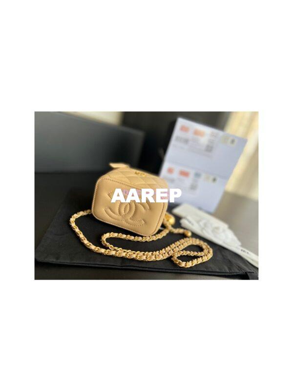 Replica Chanel New 22SS Mini Vanity With Charm Chain in Lambskin AP1447 Beige 7