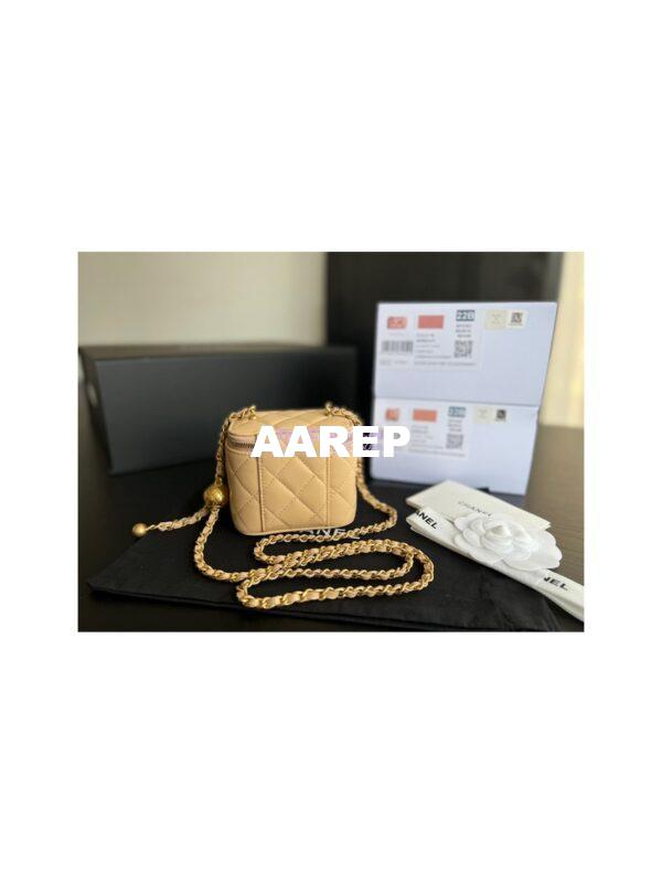 Replica Chanel New 22SS Mini Vanity With Charm Chain in Lambskin AP1447 Beige 8