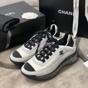 Replica Chanel Suede Calfskin & Velvet Sneakers G36299 Grey