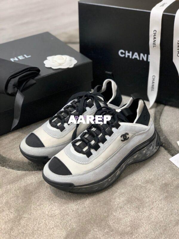 Replica Chanel Suede Calfskin & Velvet Sneakers G36299 Grey