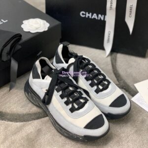 Replica Chanel Suede Calfskin & Velvet Sneakers G36299 Grey 2
