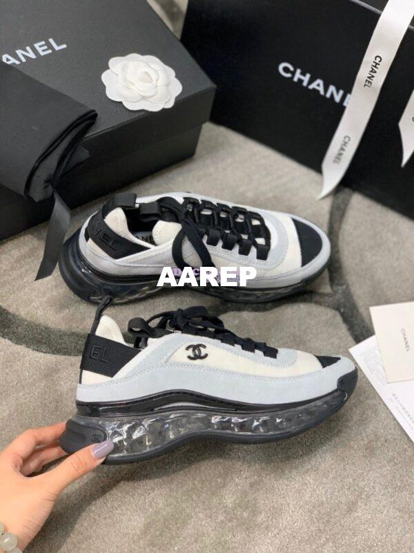Replica Chanel Suede Calfskin & Velvet Sneakers G36299 Grey 4