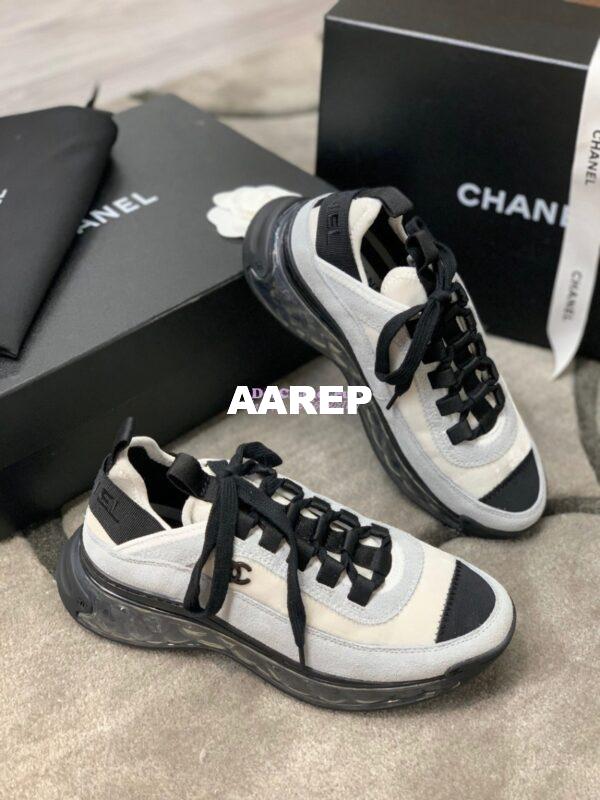 Replica Chanel Suede Calfskin & Velvet Sneakers G36299 Grey 6