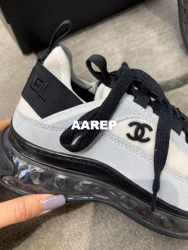 Replica Chanel Suede Calfskin & Velvet Sneakers G36299 Grey 8