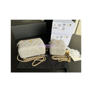Replica Chanel New 22SS Mini Vanity With Charm Chain in Lambskin AP1447 Grey 2
