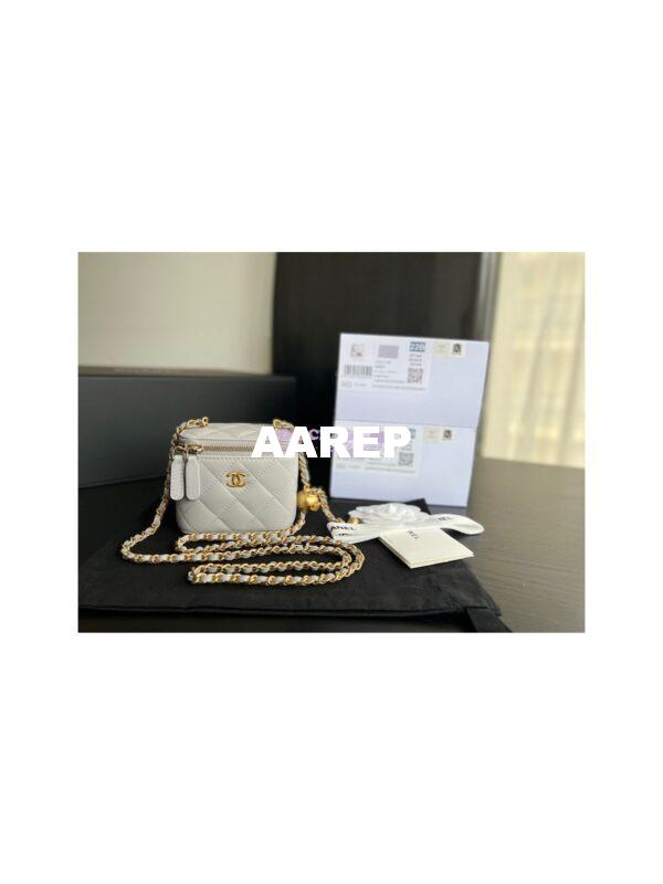 Replica Chanel New 22SS Mini Vanity With Charm Chain in Lambskin AP1447 Grey 5