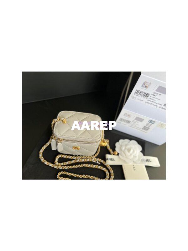 Replica Chanel New 22SS Mini Vanity With Charm Chain in Lambskin AP1447 Grey 6