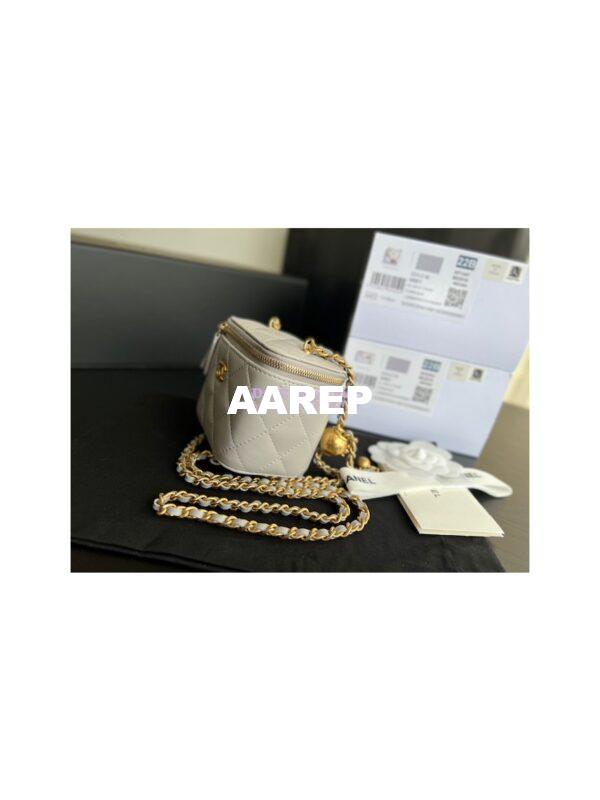 Replica Chanel New 22SS Mini Vanity With Charm Chain in Lambskin AP1447 Grey 7
