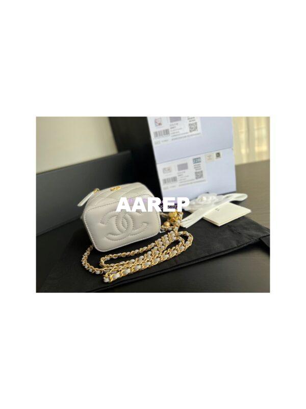 Replica Chanel New 22SS Mini Vanity With Charm Chain in Lambskin AP1447 Grey 8