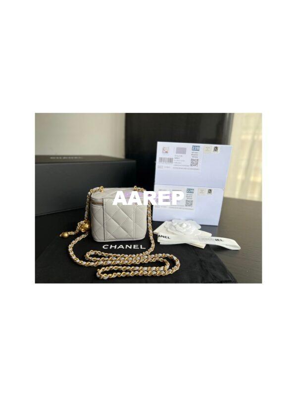 Replica Chanel New 22SS Mini Vanity With Charm Chain in Lambskin AP1447 Grey 9