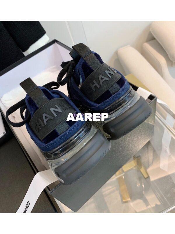 Replica Chanel Suede Calfskin & Velvet Sneakers G36299 Navy Blue 6