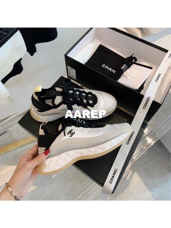 Replica Chanel Suede Calfskin & Velvet Sneakers G36299 Ivory