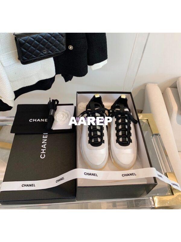 Replica Chanel Suede Calfskin & Velvet Sneakers G36299 Ivory 2