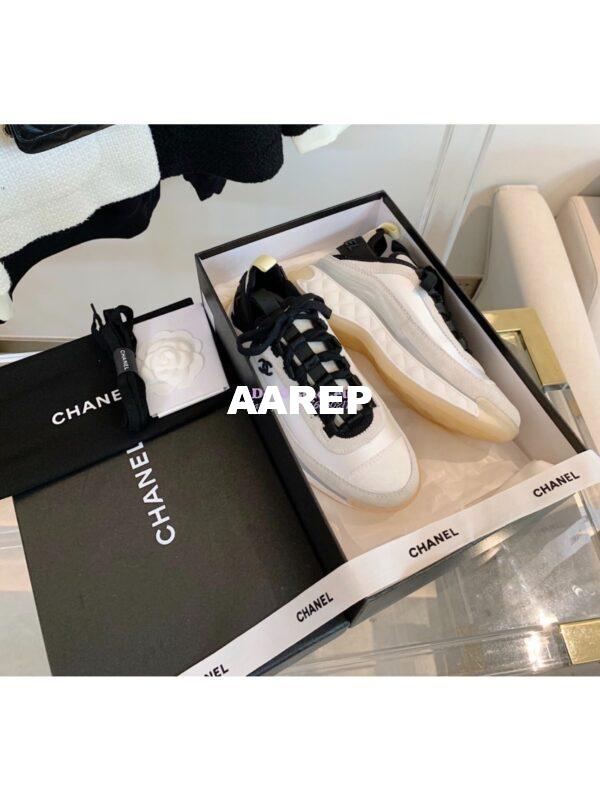 Replica Chanel Suede Calfskin & Velvet Sneakers G36299 Ivory 4