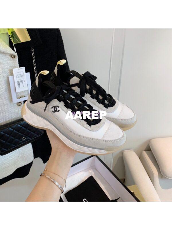 Replica Chanel Suede Calfskin & Velvet Sneakers G36299 Ivory 5