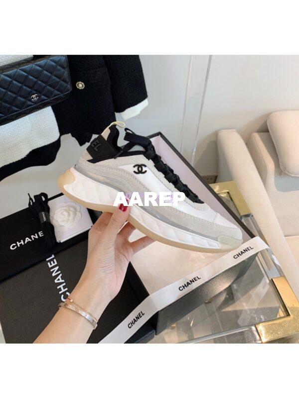 Replica Chanel Suede Calfskin & Velvet Sneakers G36299 Ivory 6