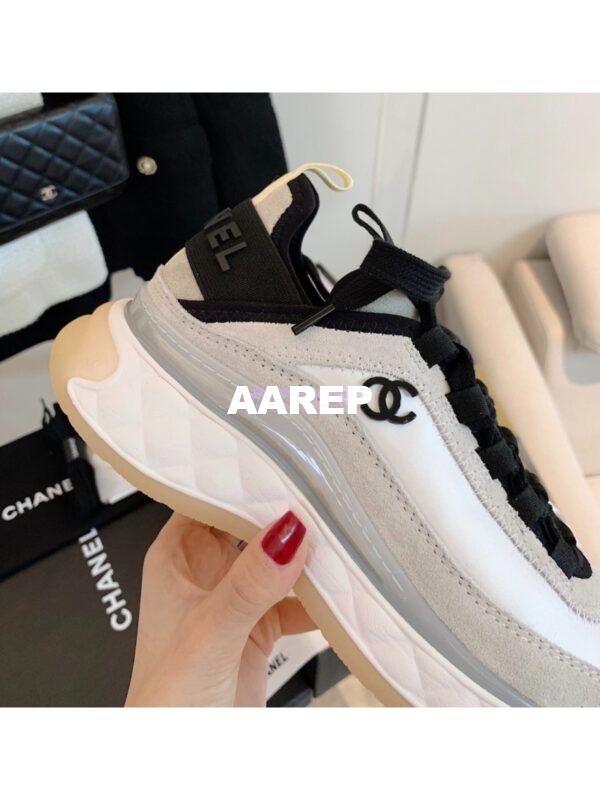 Replica Chanel Suede Calfskin & Velvet Sneakers G36299 Ivory 9