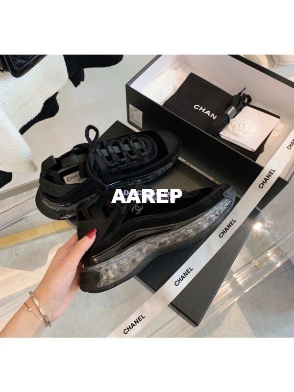 Replica Chanel Suede Calfskin & Velvet Sneakers G36299 Black 2