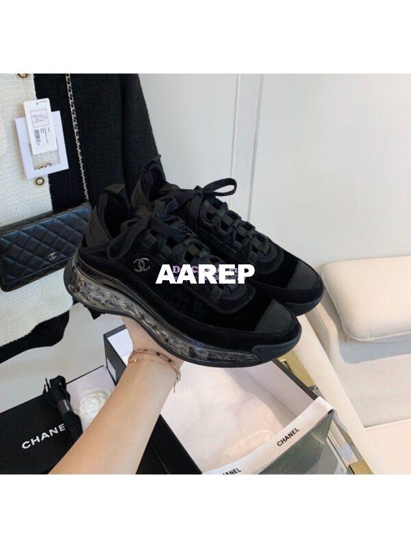 Replica Chanel Suede Calfskin & Velvet Sneakers G36299 Black 4