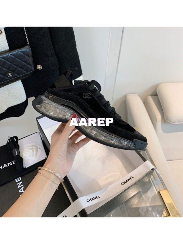 Replica Chanel Suede Calfskin & Velvet Sneakers G36299 Black 5