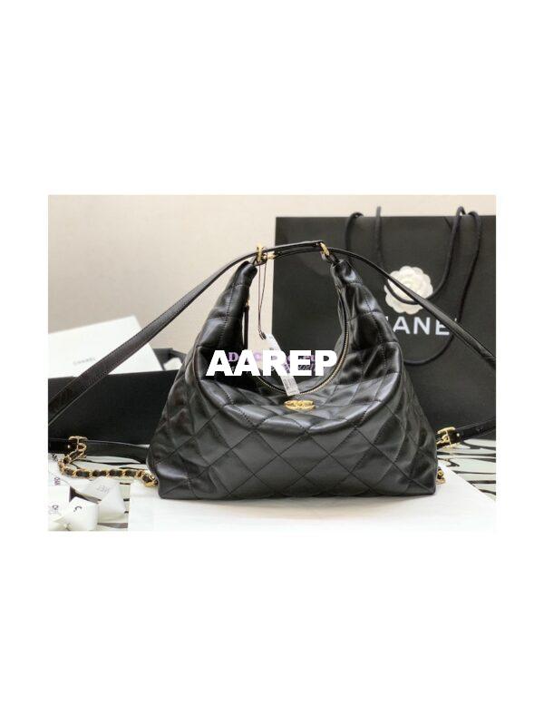 Replica Chanel Maxi Hobo Bag in Lambskin AS3488 Black 3